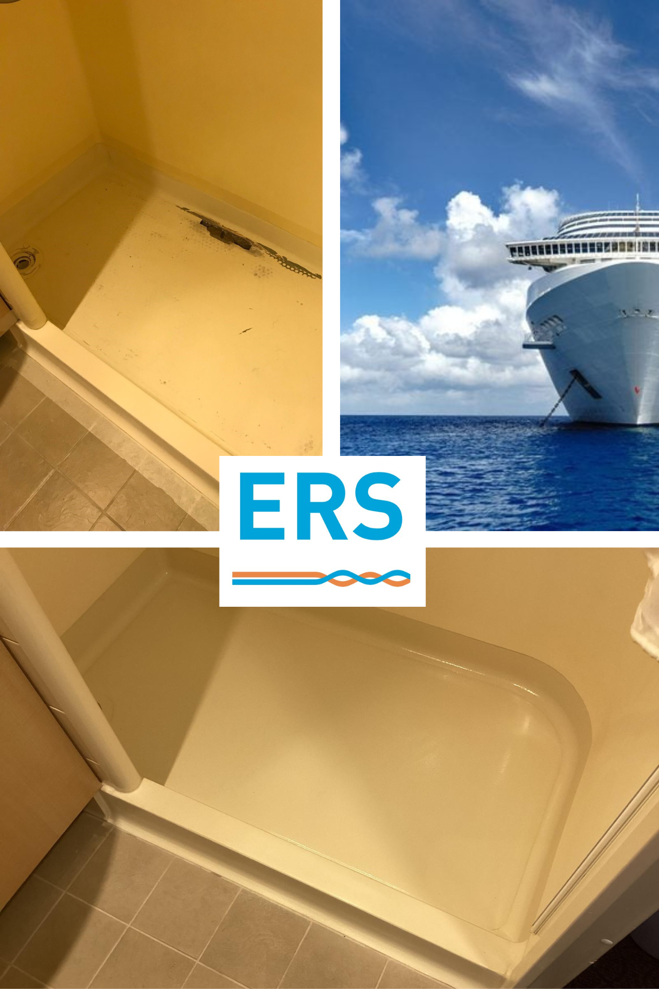 ERS Marine Complete Fast Curing Shower Tray Project For Cruise Line